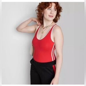 Bundle of 2 Wild Fable Tank Bodysuits - Red and Light Blue - Size Small